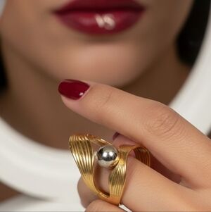 18K Gold Plated Gold-Tone Adjustable Ring